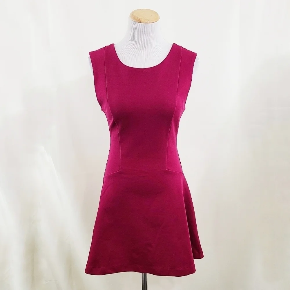 Free People Cha Cha mini skater dress dark magenta pink women's size small